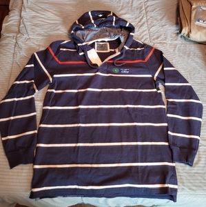 LL Bean Lakewashed Hooded Rugby Shirt Pullover